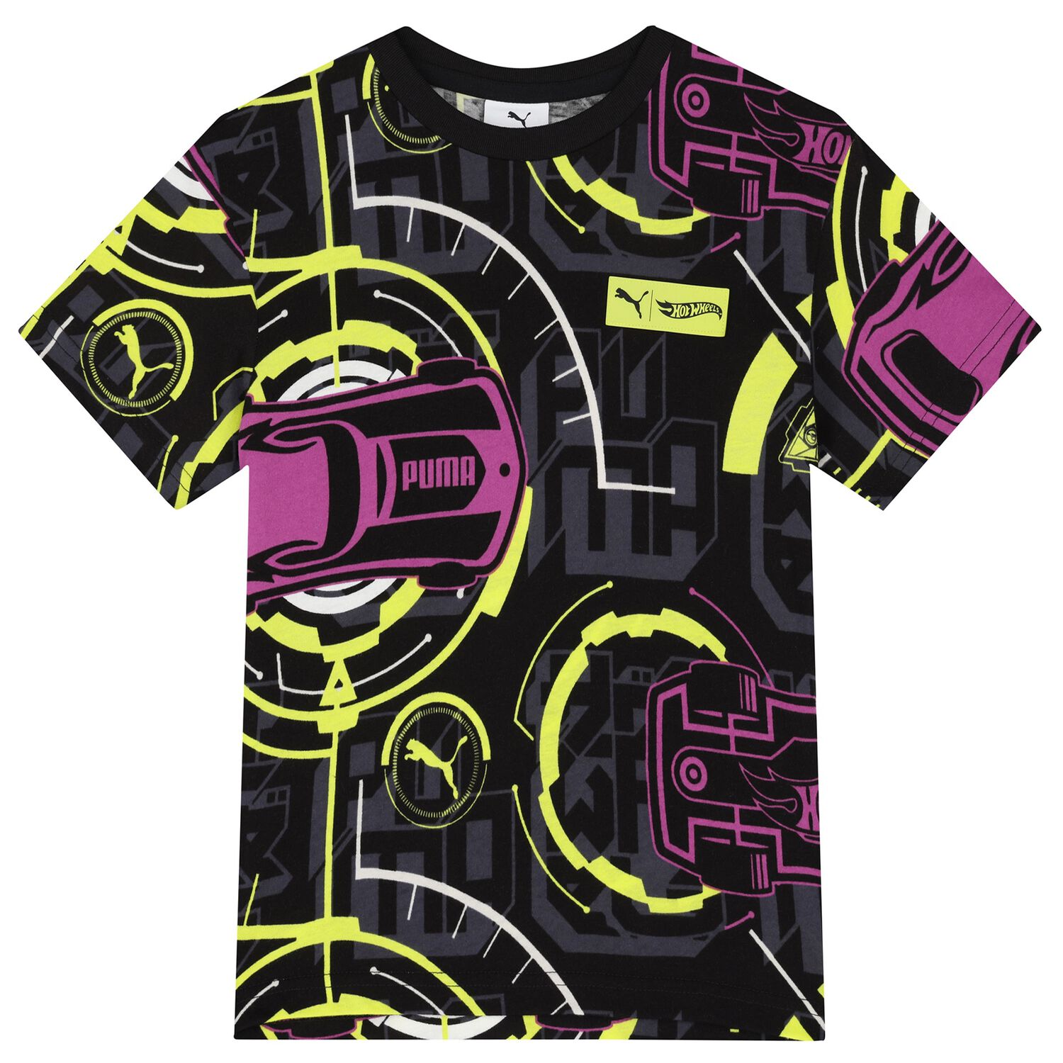 Boys Black Hot Wheels Logo T-Shirt, 1, hi-res