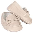 Baby Boys Beige Leather Pre Walker Moccasins, 2, hi-res