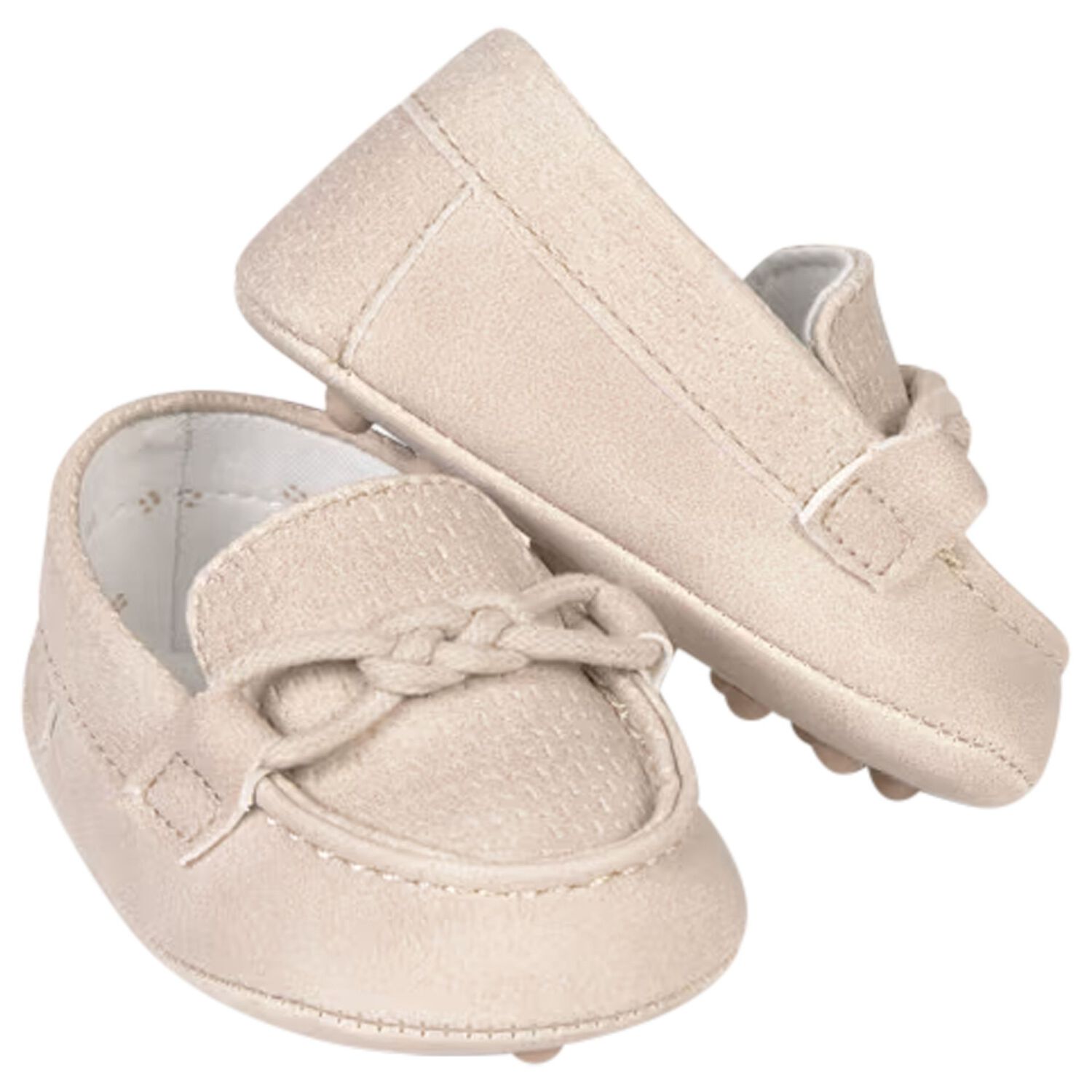 Baby Boys Beige Leather Pre Walker Moccasins, 2, hi-res