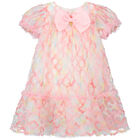 Girls White & Pink Tulle Bow Dress, 1, hi-res