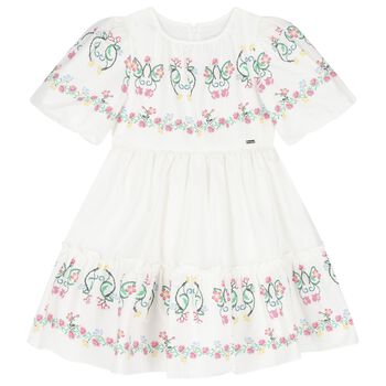 Girls White Floral Dress