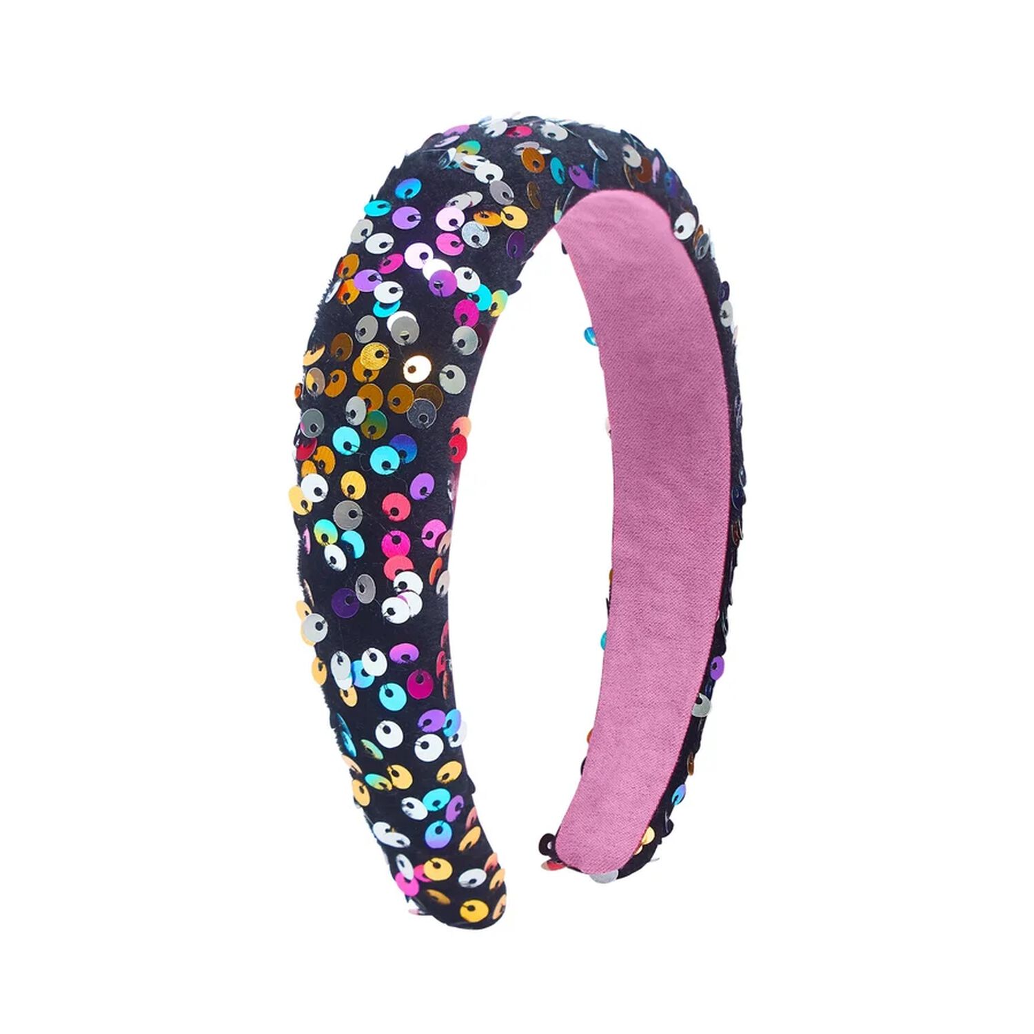Girls Black & Pink Sequin Headband, 1, hi-res