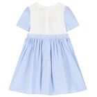 Girls Blue & White Striped Dress With Floral DG Logo, 1, hi-res