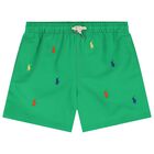Boys Green Logo Swim Shorts, 1, hi-res