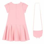 Girls Pink Bow Dress & Bag Set, 1, hi-res