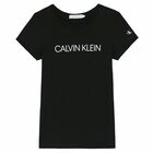 Girls Black Logo T-Shirt, 2, hi-res