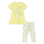 Girls White & Yellow Floral Leggings Set, 1, hi-res