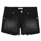 Girls Black Embellished Shorts, 2, hi-res