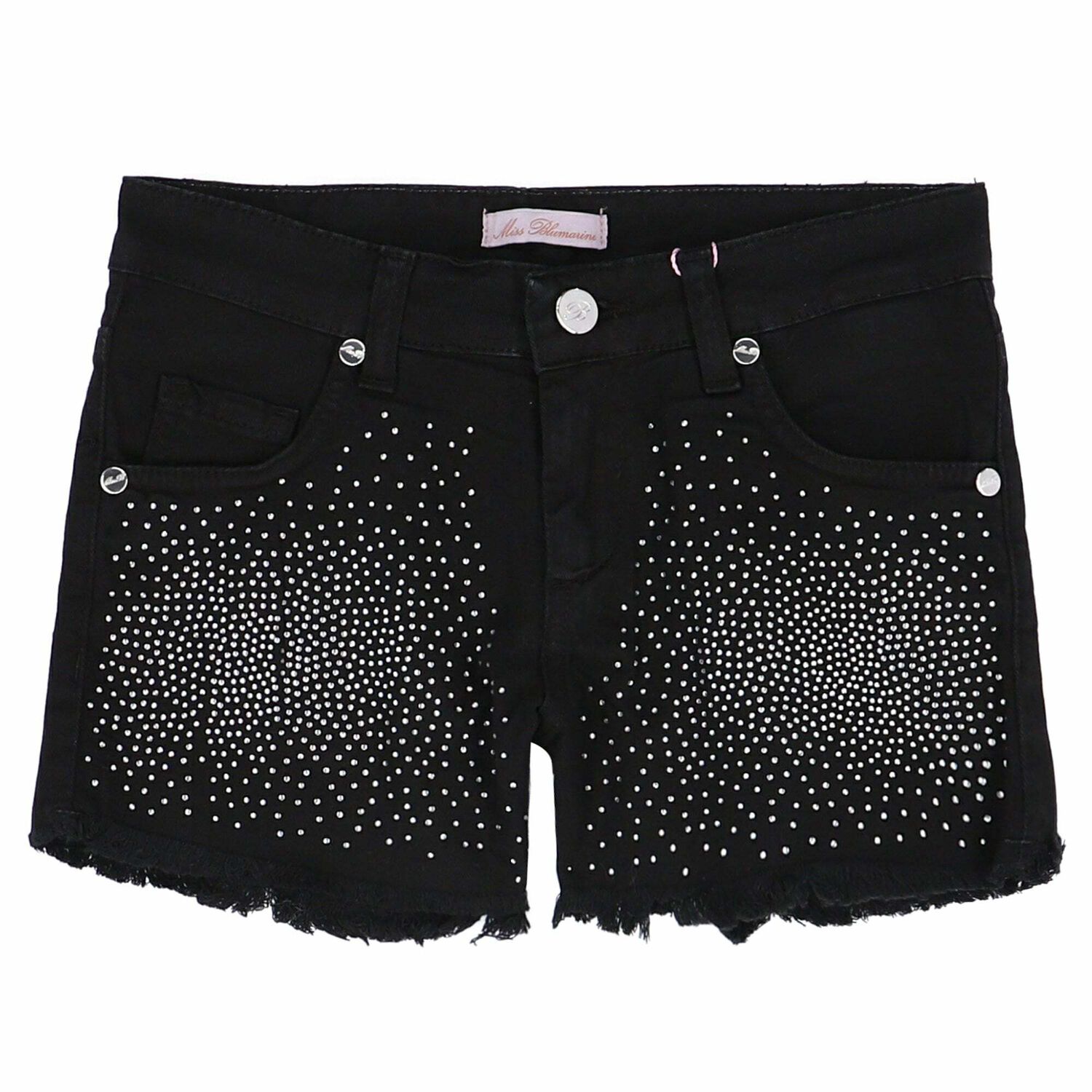 Girls Black Embellished Shorts, 2, hi-res