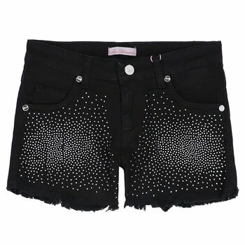 Girls Black Embellished Shorts