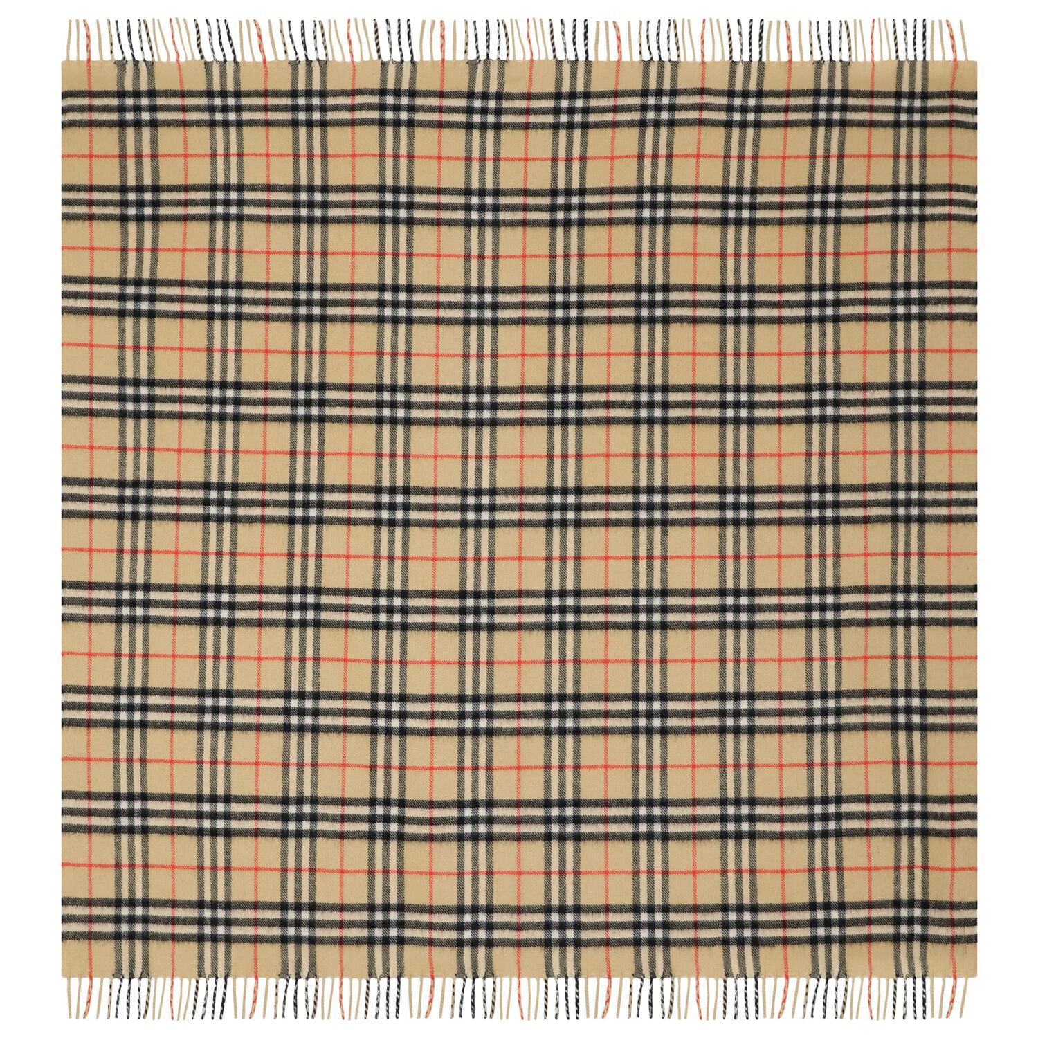 Beige Check Knitted Baby Blanket, 1, hi-res