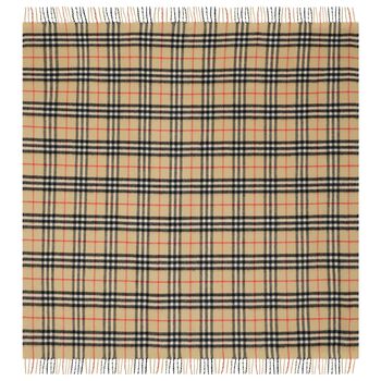 Beige Check Knitted Baby Blanket