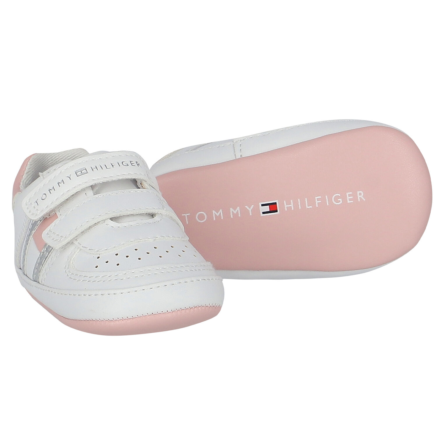 Baby Girls White Logo Pre Walker Shoes, 1, hi-res