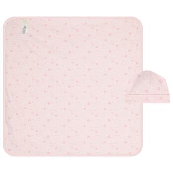 Baby Girls Pink Logo Blanket & Hat Set