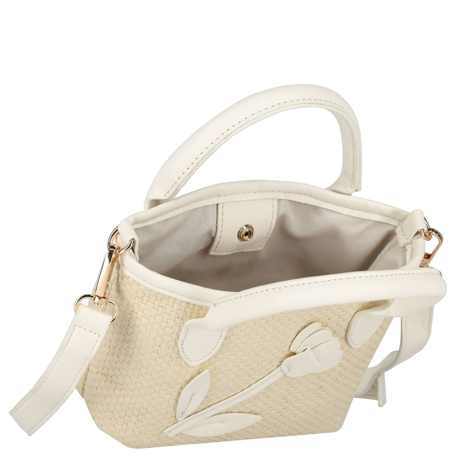 Girls Ivory Flower Handbag (16cm), 1, hi-res image number null