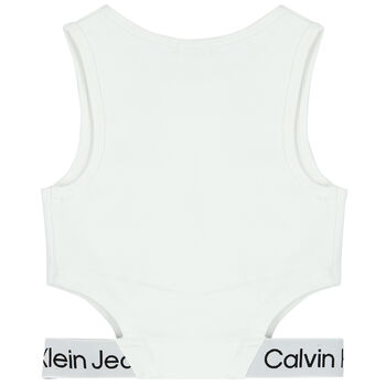 Girls White Logo Top