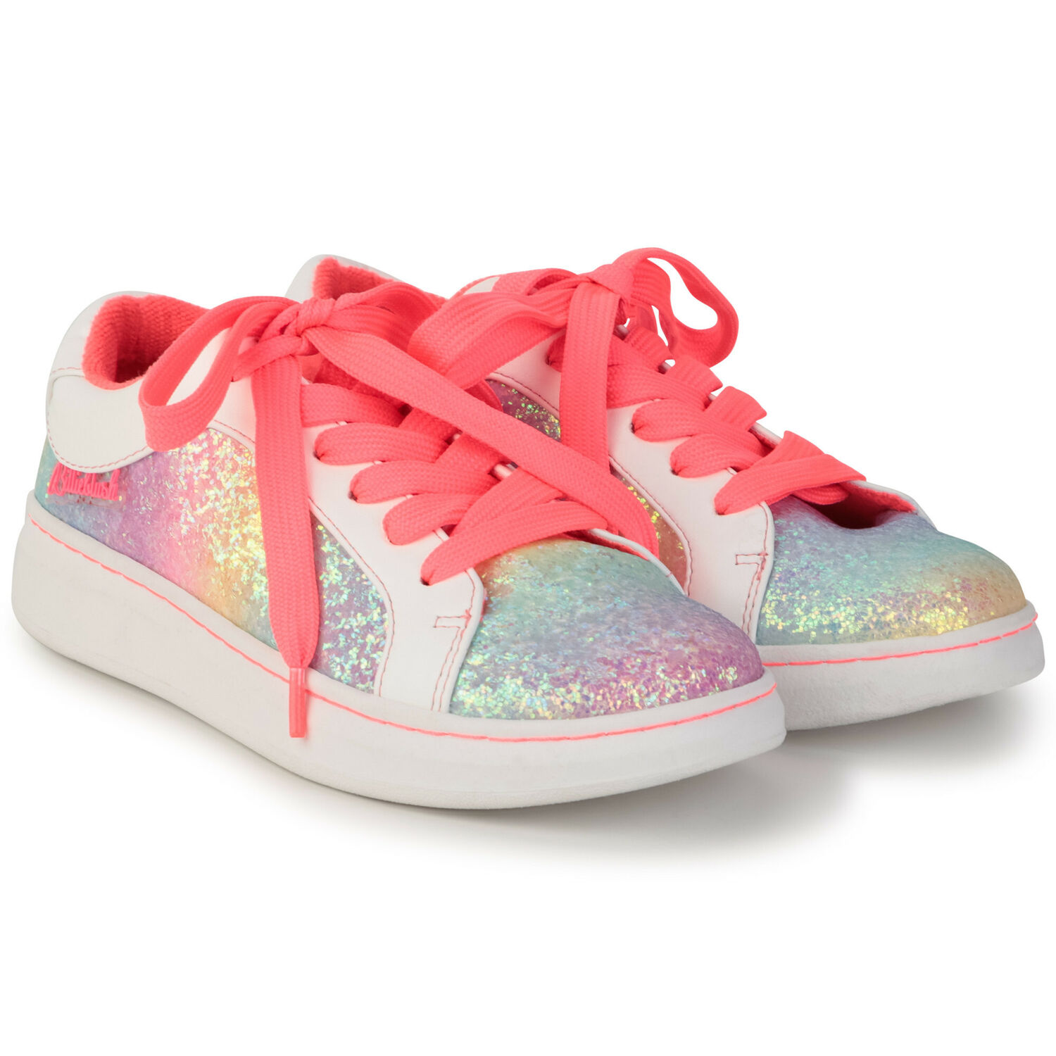 Girls Rainbow Glitter Trainers, 1, hi-res
