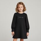 Girls Black Logo Dress, 1, hi-res