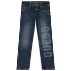 Boys Blue Logo Denim Jeans, 1, hi-res