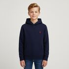 Boys Navy Blue Logo Hooded Top, 1, hi-res