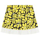Girls Navy Blue & Yellow Floral Canvas Skirt, 1, hi-res