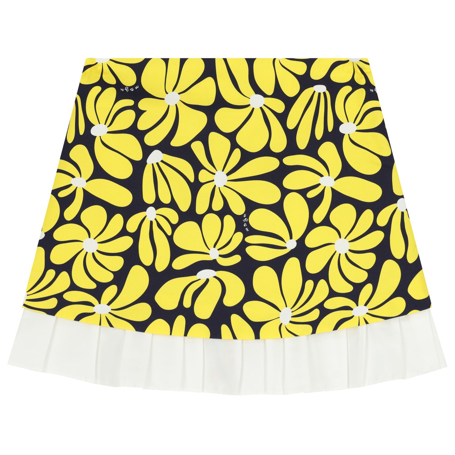 Girls Navy Blue & Yellow Floral Canvas Skirt, 1, hi-res
