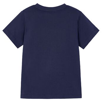 Boys Navy Cotton Printed T-Shirt