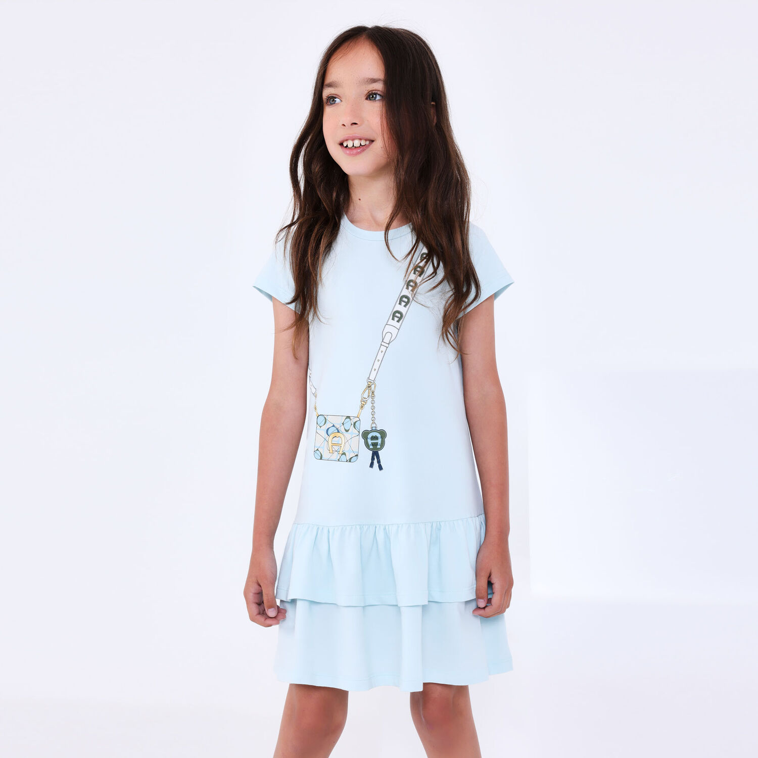 Girls Blue Logo Bag Dress, 2, hi-res image number null