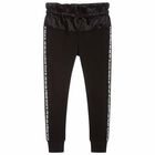 Girls Black Logo Trousers, 1, hi-res