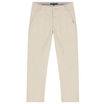 Boys Beige Logo Trousers