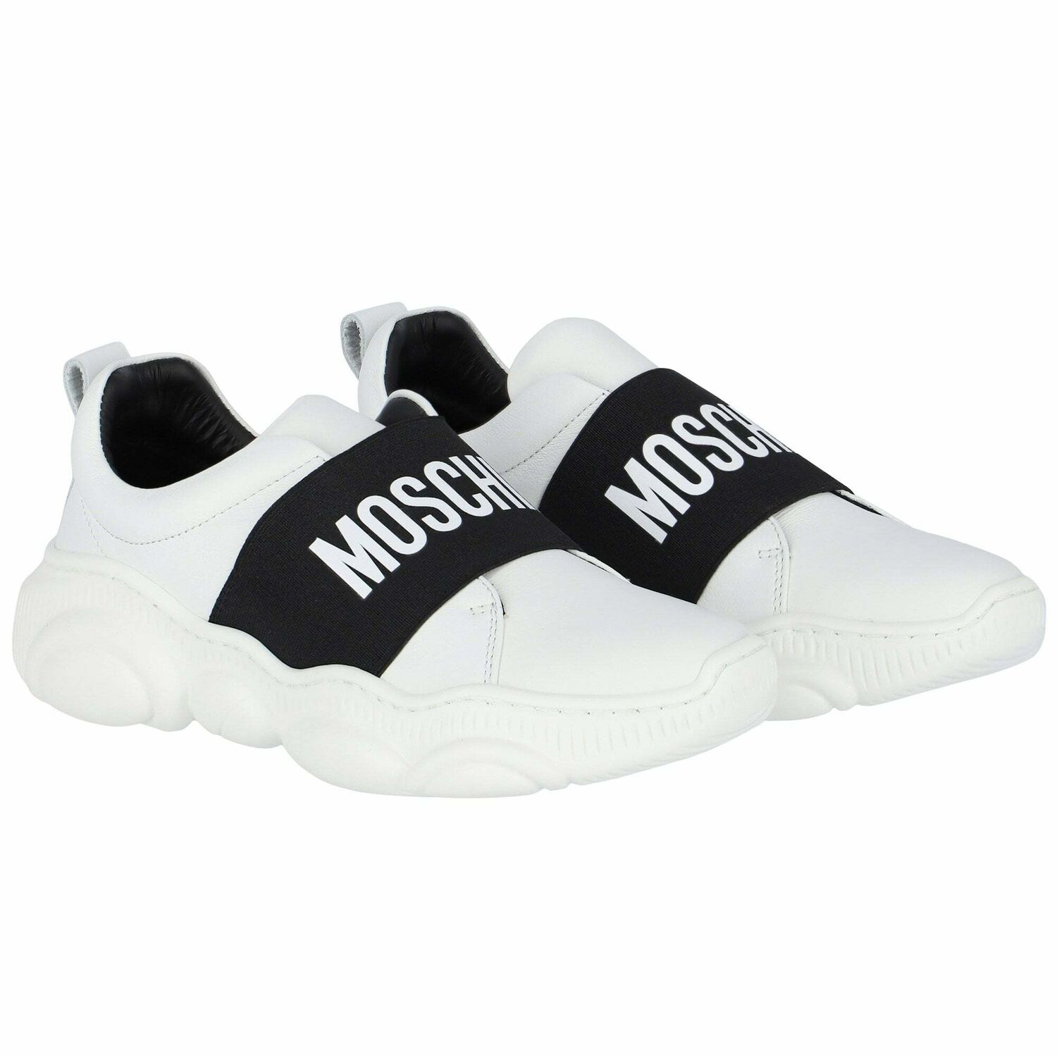 White Leather Logo Trainers, 1, hi-res