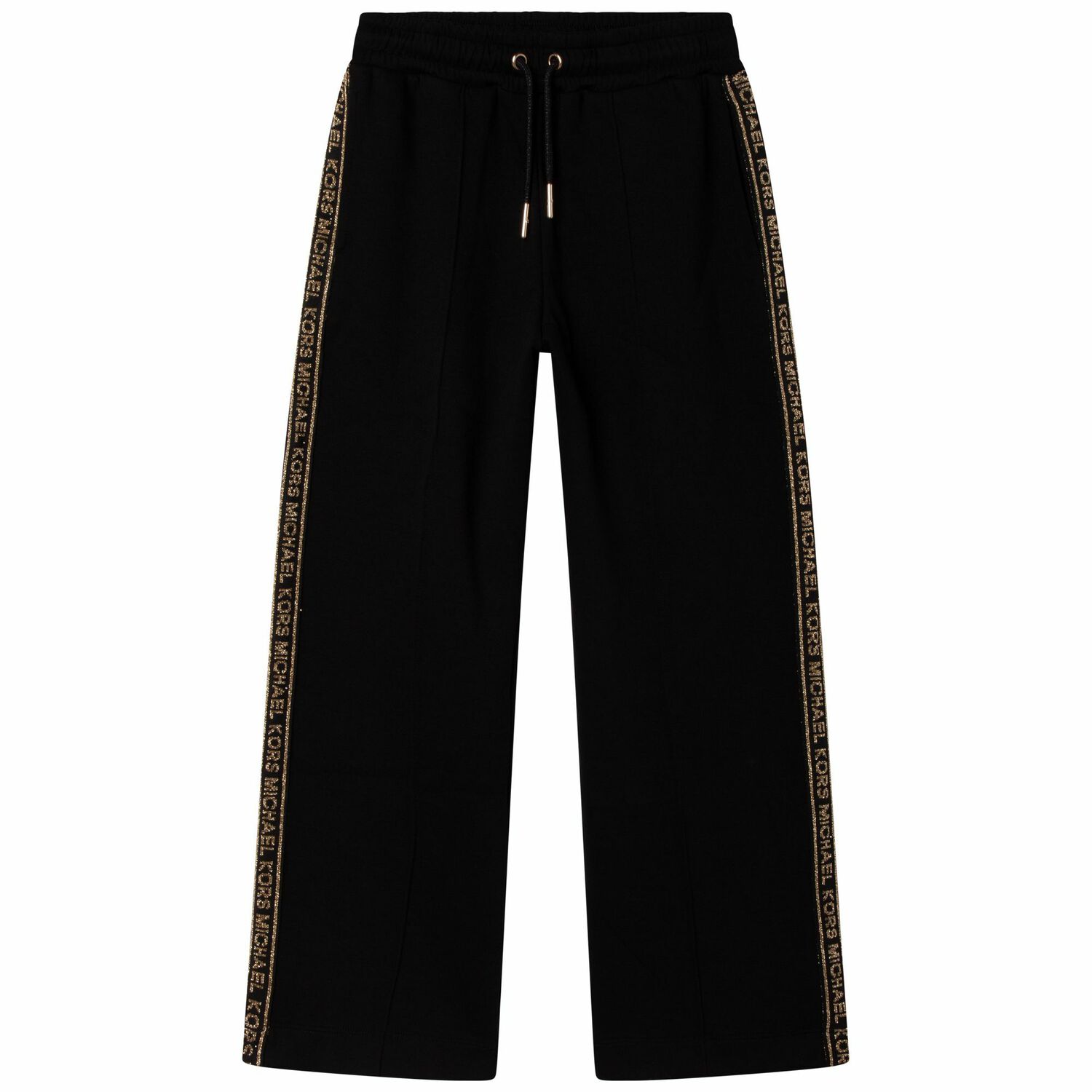 Girls Black Logo Trousers, 1, hi-res