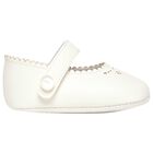 Baby Girls Ivory Leather Pre Walker Shoes, 1, hi-res