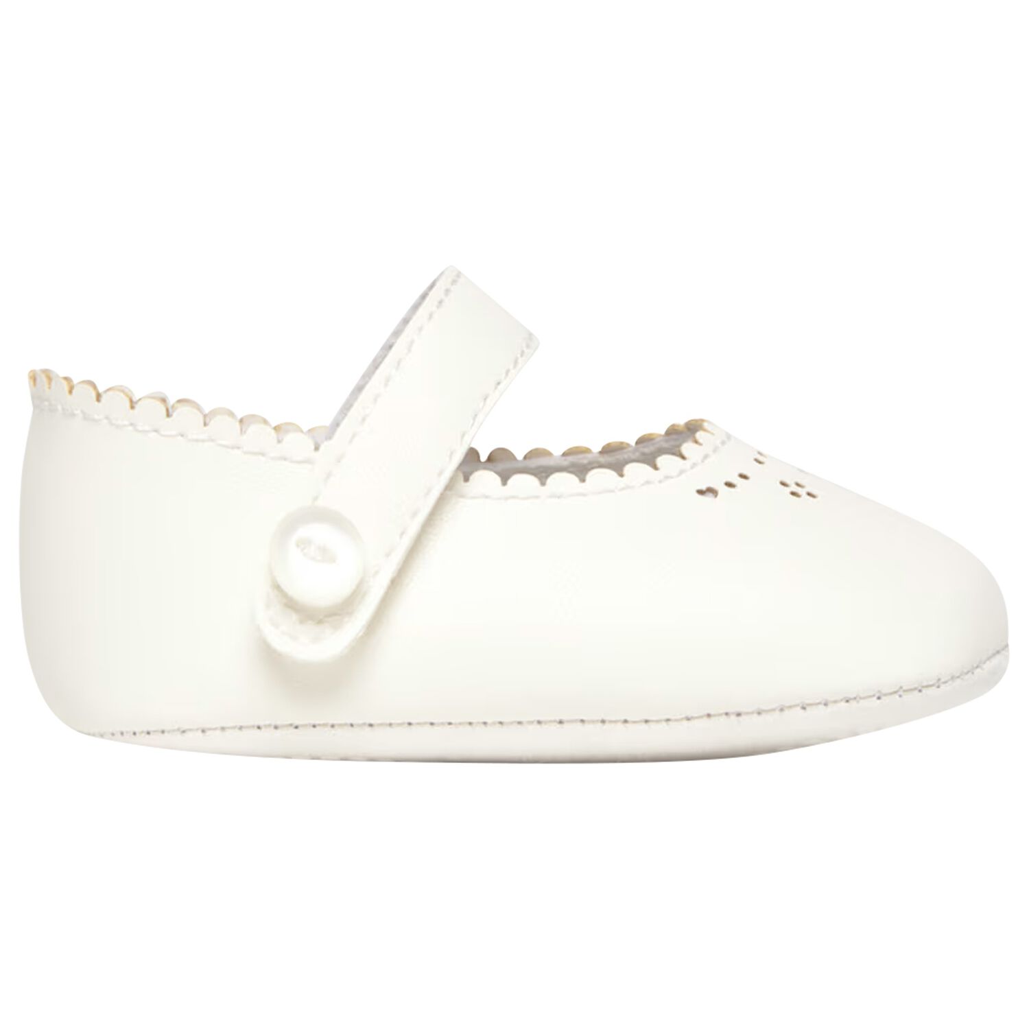 Baby Girls Ivory Leather Pre Walker Shoes, 1, hi-res