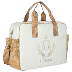 Ivory & Beige Geo Map Bear Baby Changing Bag, 1, hi-res