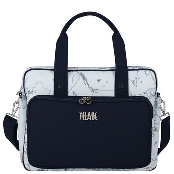 Baby Boys White & Navy Blue Geo Map Changing Bag