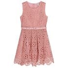Girls Pink Floral Lace Dress, 1, hi-res
