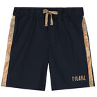 Boys Navy Blue Geo Map Shorts, 2, hi-res