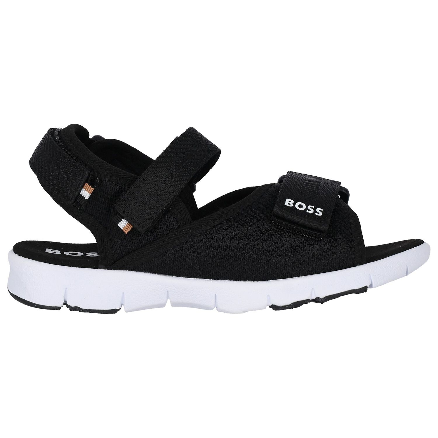 Boys Black Logo Sandals, 1, hi-res image number null