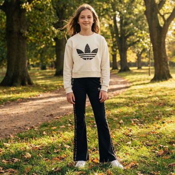 Girls Beige & Black Leggings Set