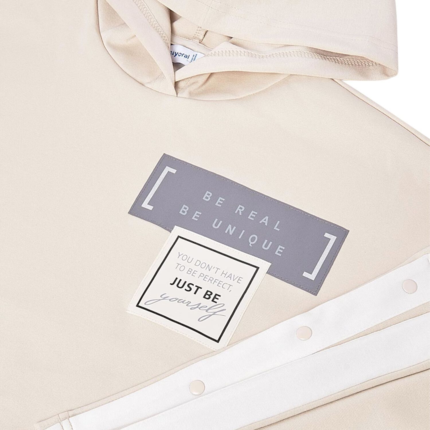 Girls Beige Hooded Tracksuit, 2, hi-res