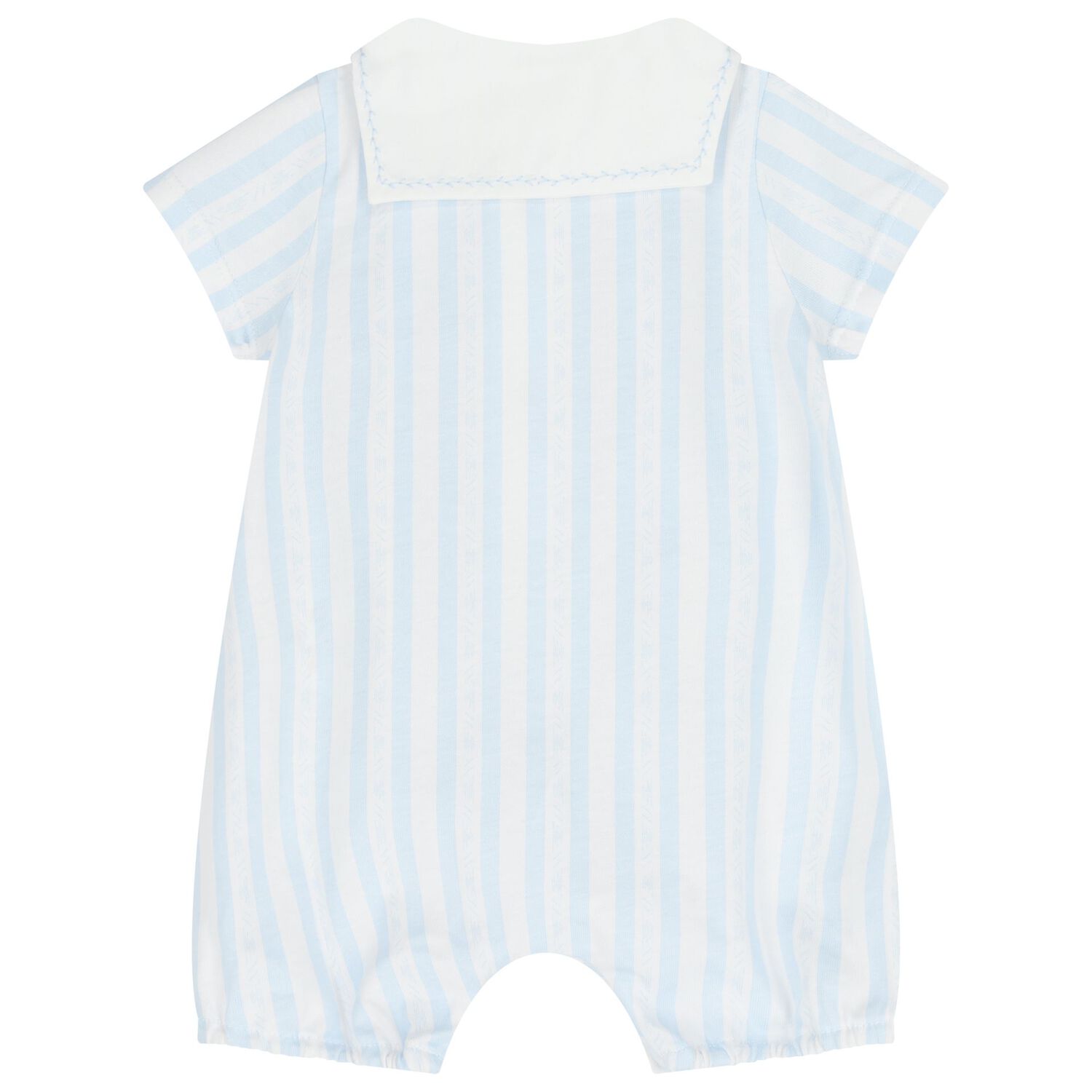 Baby Boys Blue & White Striped Romper, 1, hi-res