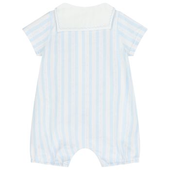 Baby Boys Blue & White Striped Romper