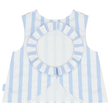 Girls White & Blue Striped Blouse
