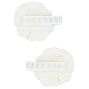 Girls White Flower Hairclips ( 2 Pack )