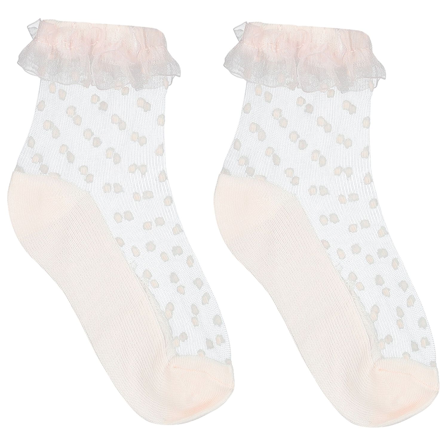Baby Girls Pink Ruffled Socks, 1, hi-res
