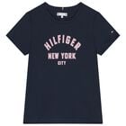 Girls Navy Blue Logo T-Shirt, 1, hi-res