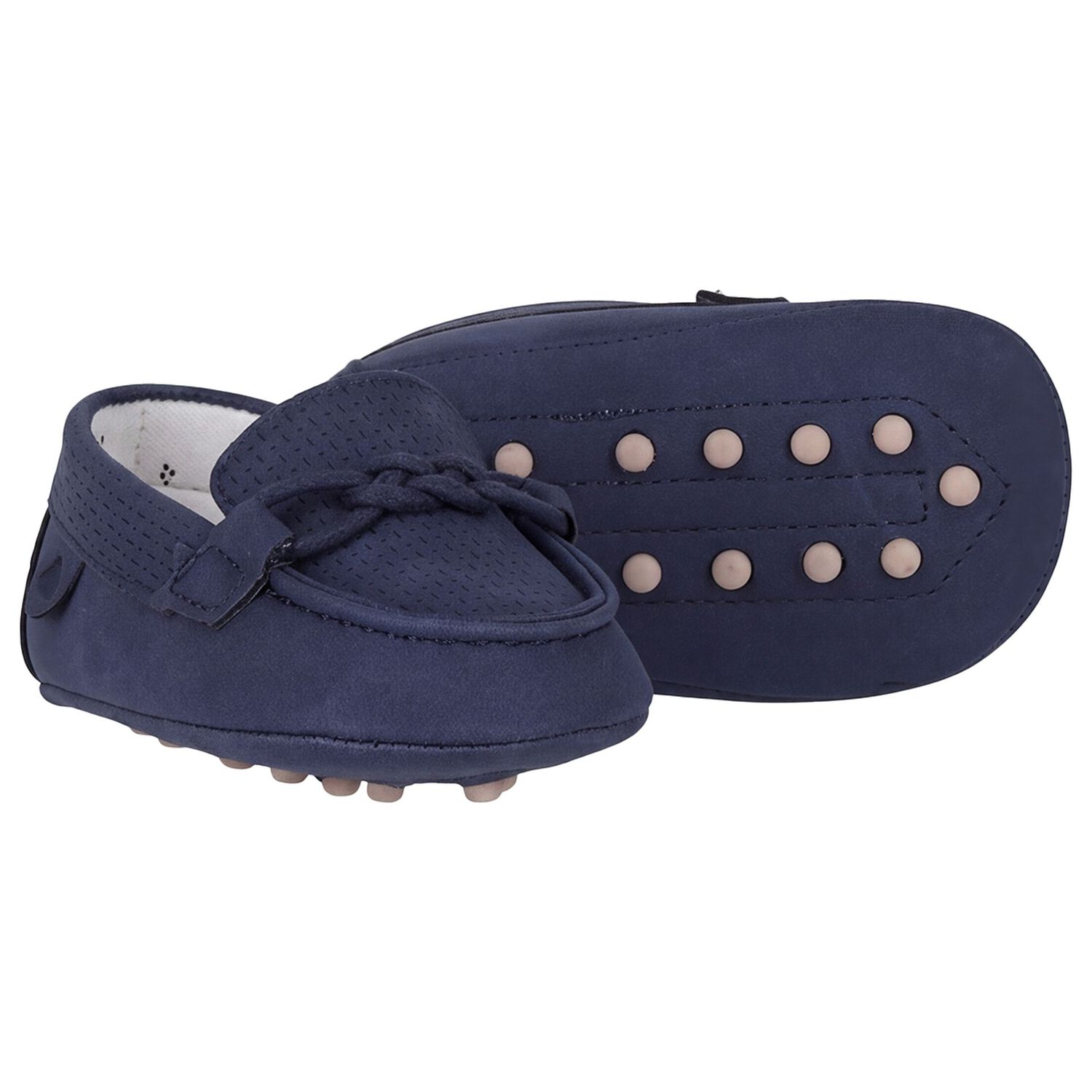 Baby Boys Navy Blue Leather Pre Walker Moccasins, 3, hi-res