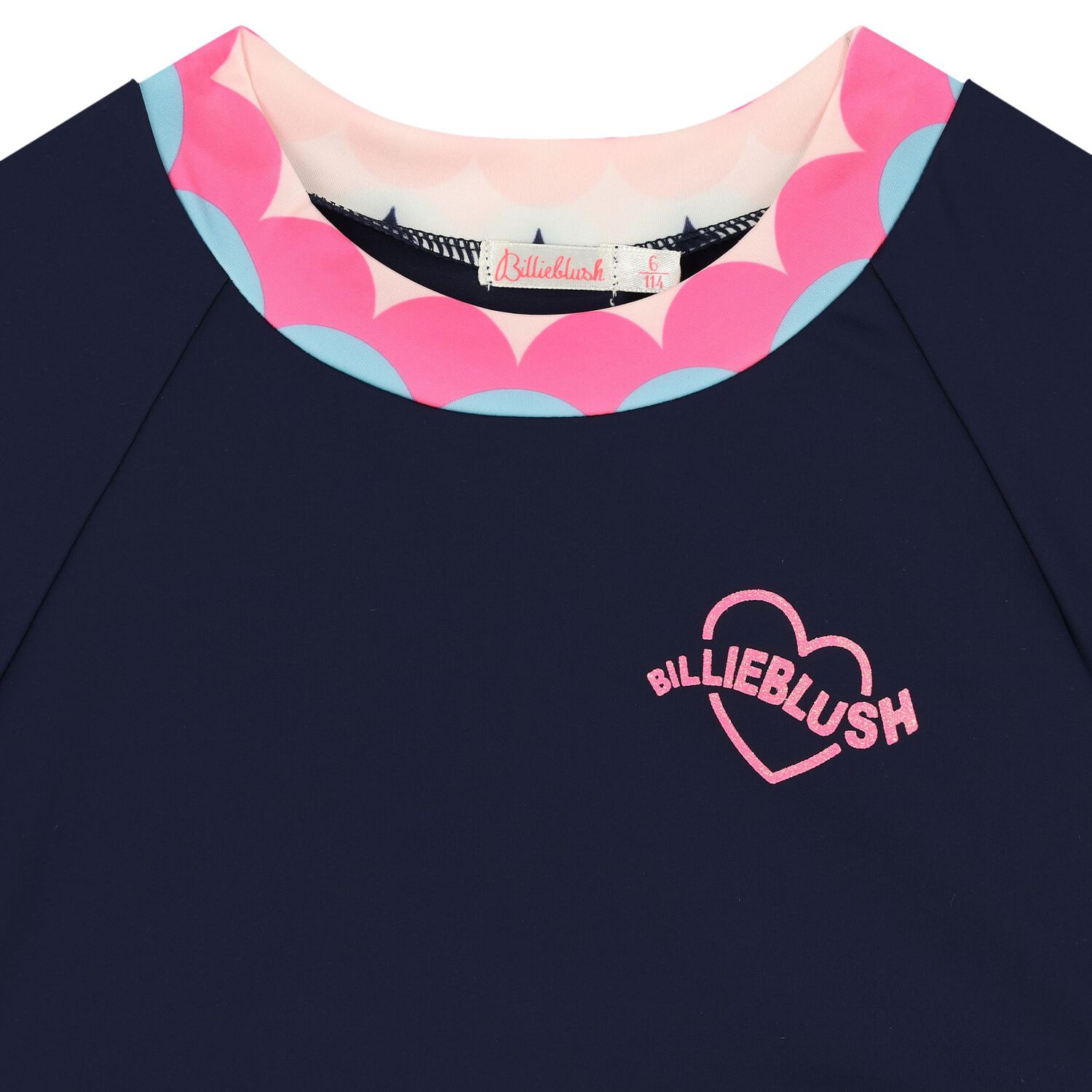 Girls Navy Blue & Pink Logo Heart T-Shirt, 1, hi-res image number null