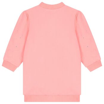 Girls Pink Cat Sweatshirt Dress